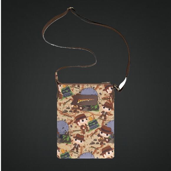 New Indiana Jones Raider of The Lost Ark All Over Print Crossbody Passport Bag - Picture 1 of 6